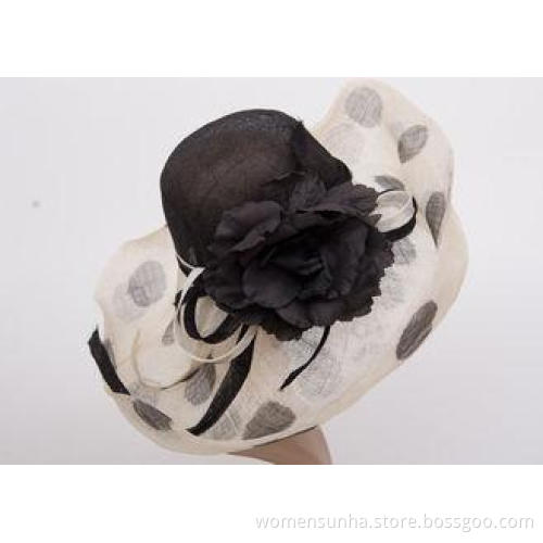 Black 21cm Up Soft Brim Ladies Tea Party Hats / Sinamay Hat